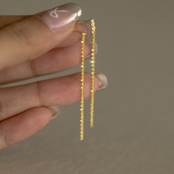 A42169 s925 sterling silver string simple elegant fringe long earrings