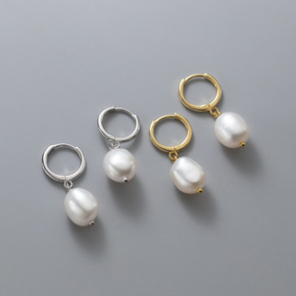 A42244 s925 silver pearl short elegant earrings