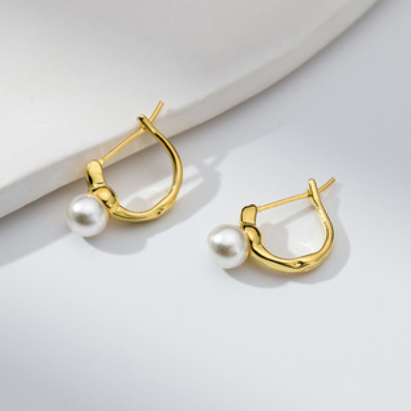 A41834 s925 sterling silver pearl design earrings