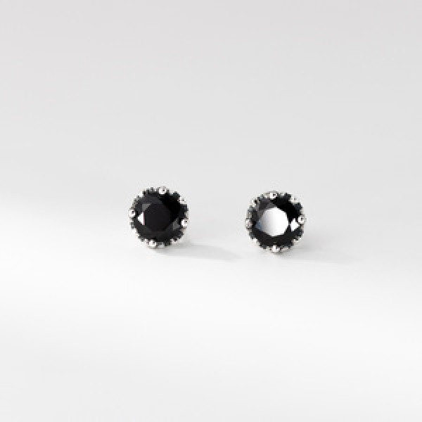 A45296 s925 sterling silver trendy sweet black rhinestone thai stud earrings