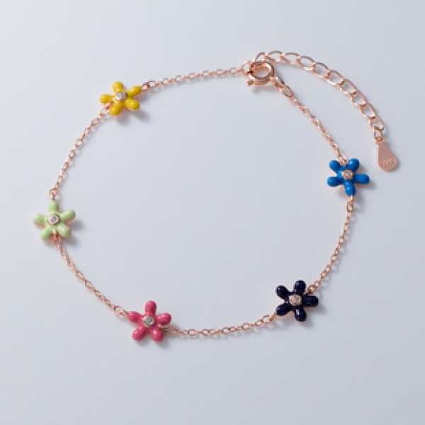 A41352 s925 sterling silver trendy colorful charm sweet elegant bracelet