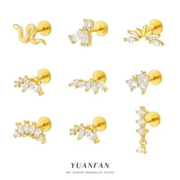 A43058 s925 sterling silver geometric cubic zirconia stud fashion design earrings