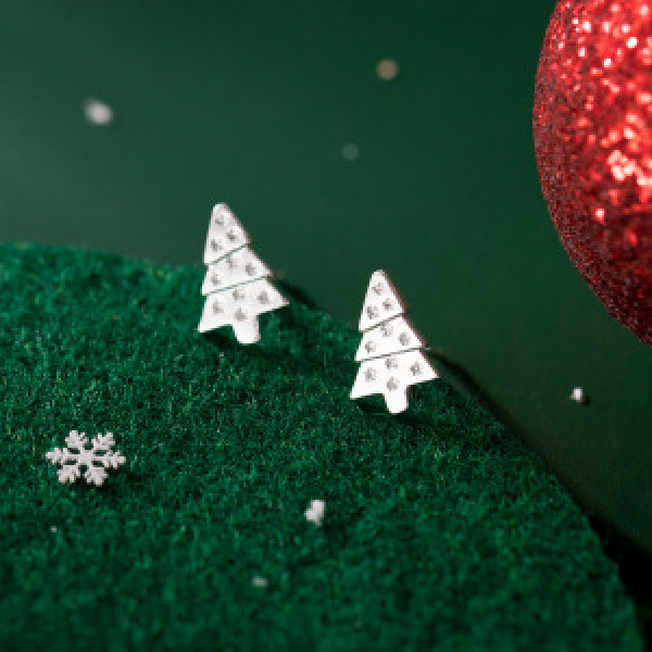 A44841 s925 sterling silver sweet christmas tree stud earrings
