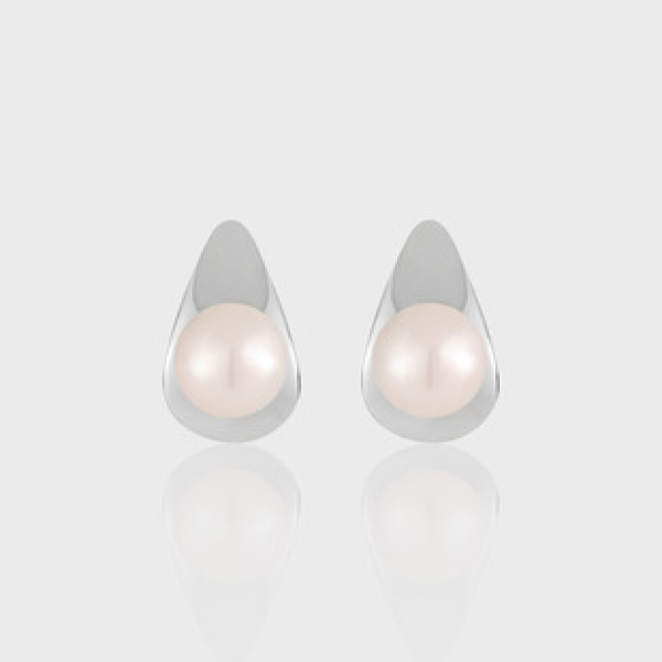 A42385 unique elegant geometric fresh water pearl s925 sterling silver stud earrings