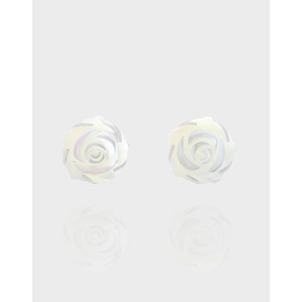 A41141 natural shell rose stud sterling silver s925 earrings