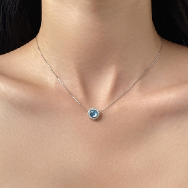 A43774 s925 sterling silver trendy sweet rhinestone necklace