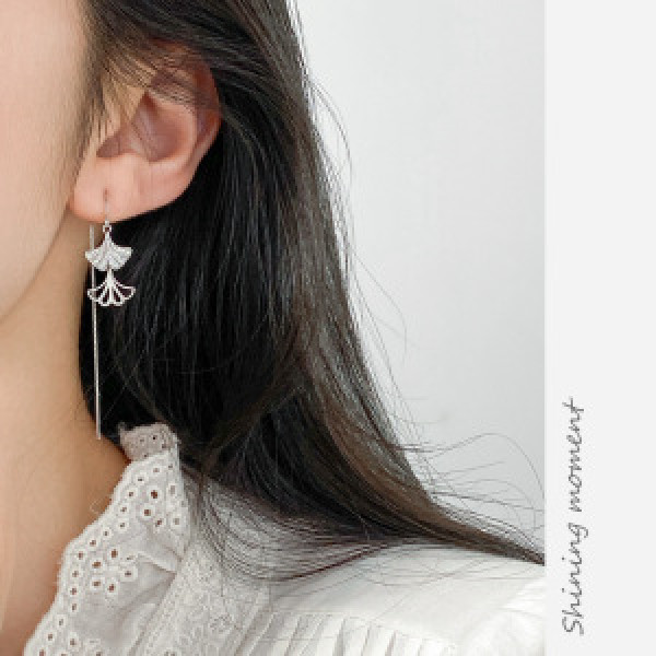 A44539 s925 sterling silver trendy sweet rhinestone hollowed string stud earrings