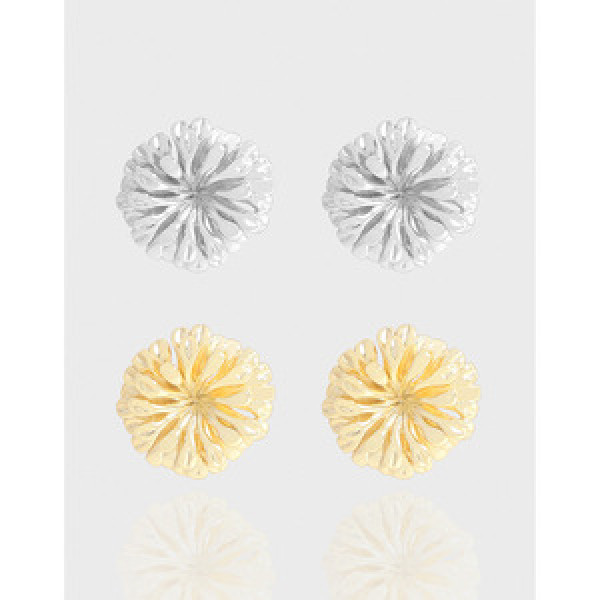 A43643 double layered flower stud sterling silver s925 earrings