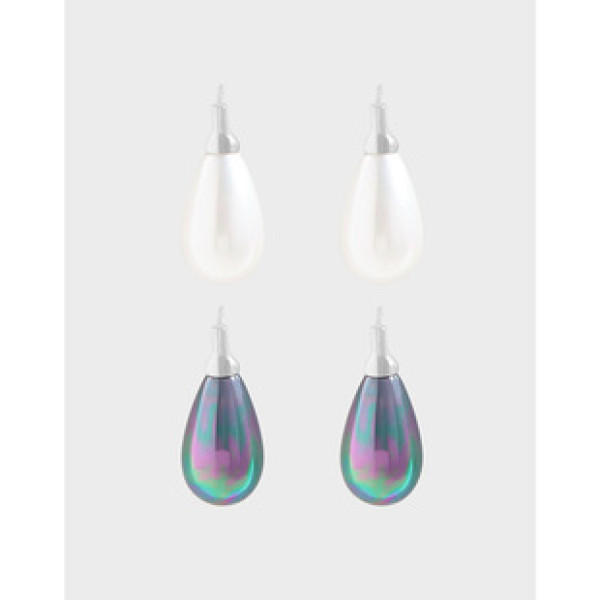 A40318 design teardrop colorful pearl stud sterling silver s925 earrings