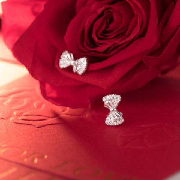 A46192 s925 sterling silver sweet dainty rhinestone butterfly stud earrings