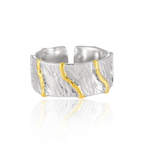 A43595 unique plated bar stripe s925 sterling silver ring