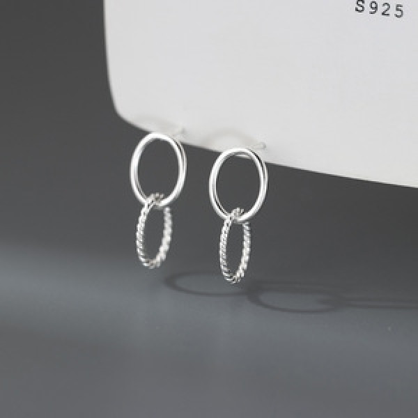 A44177 s925 sterling silver trendy sweet twist oval circle stud earrings