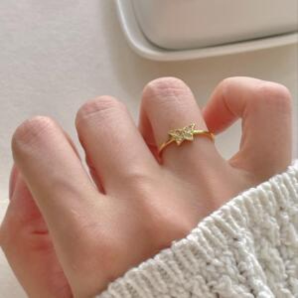 A46377 simple s925 sterling silver cubic zirconia butterfly unique ring