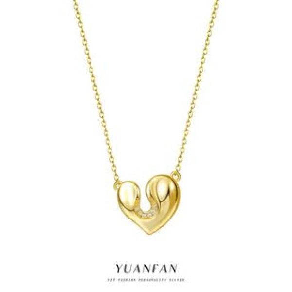 A42604 s925 sterling silver heartshape vintage heart necklace