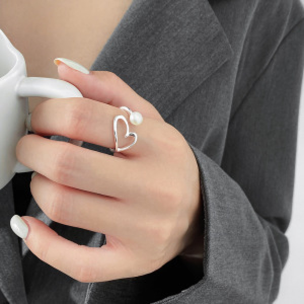 A46198 s925 sterling silver sweet hollowed heart ring