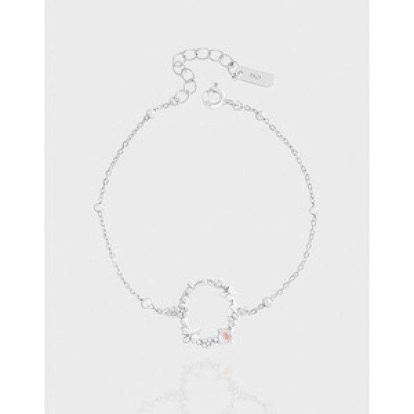 A43655 butterfly flower charm sterling silver s925 bracelet