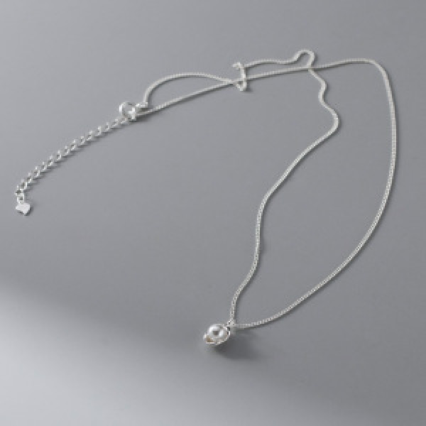 A44686 s925 silver trendy sweet dainty geometric necklace