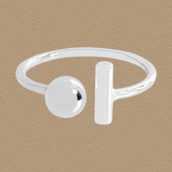 A44651 symmetric bead adjustable sterling silver s925 ring