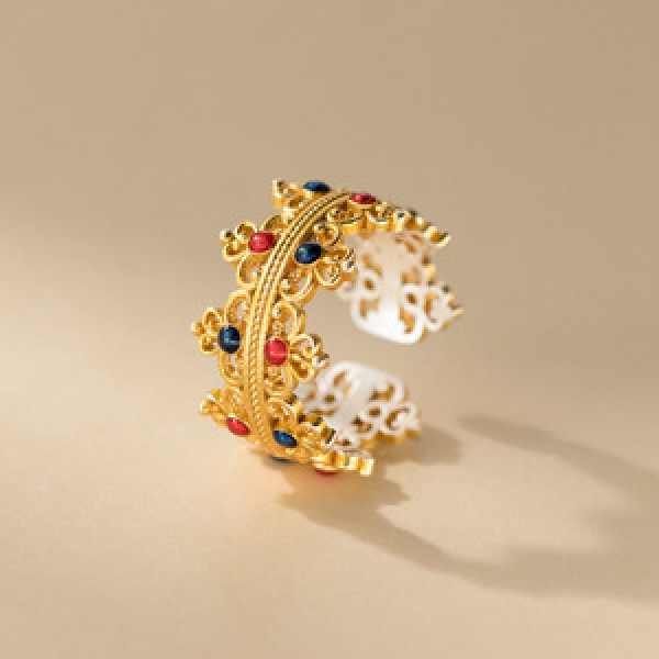 A45973 silver dainty royal elegant grade enamel gold crown ring