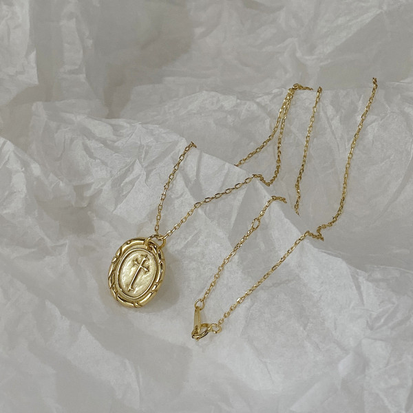 S0003 925 sterling silver 18k gold vermeil cross pendant necklace