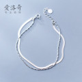 A35170 s925 sterling silver charm trendy doublelayer charm bracelet