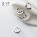 A35870 s925 sterling silver simple circle short hoop trend earrings