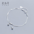 A36462 s925 sterling silver charm simple unique trendy doublelayer boxchain bracelet