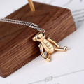 A32839 s925 sterling silver gold small bear necklace