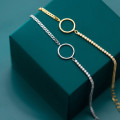 A36483 s925 sterling silver charm fashion trendy circle hollowed rhinestone trendy bracelet