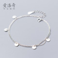 A35194 s925 sterling silver trendy simple circle silver charm fashion bracelet