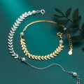 A36484 s925 sterling silver charm trendy leaf charm bracelet
