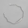 A36510 s925 sterling silver fashion unique geometric bar chain charm bracelet