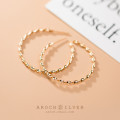 A40136 s925 silver simple hoop circle twist earrings