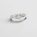 A32500 s925 sterling silver simple adjustable vintage silver doublelayer ring