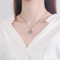 A32844 s925 sterling silver vintage smilingface necklace