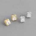A33088 s925 sterling silver simple geometric square cubiczirconia earrings