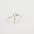 A32521 s925 sterling silver adjustable heart trendy silver chic simple silver ring