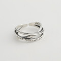 A32526 big chic trendy sterling silver adjustable simple silver vintage fashion ring