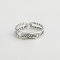 A32524 s925 sterling silver adjustable doublelayer vintage silver chic trendy silver ring