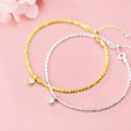 A36440 s925 sterling silver charm fashion chic rhinestone sweet simple bracelet