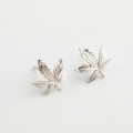 A32749 s925 sterling silver chic unique leaf silver fashion earrings