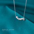 A35231 s925 sterling silver fashion simple chic pearl trendy rhinestone necklace