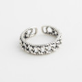 A32492 s925 sterling silver adjustable trendy simple silver vintage ring