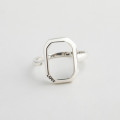 A32534 s925 sterling silver adjustable simple chic square silver trendy fashion ring