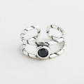 A32533 s925 sterling silver adjustable chic trendy silver fashion doublelayer silver ring