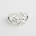 A32530 s925 sterling silver adjustable chic rhombic silver vintage big ring