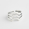A32604 s925 sterling silver vintage unique fashion silver simple moon silver ring
