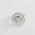 A32528 s925 sterling silver trendy chic adjustable silver big head ring