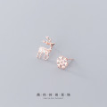 A44794 s925 sterling silver christmas rhinestone deer symmetric snowflake earrings