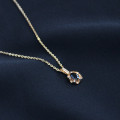A32961 s925 sterling silver simple chic black cubiczirconia necklace